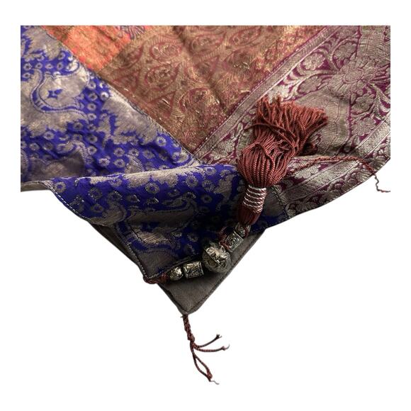 Pier 1 Imports Sari Throw Multicolor Patchwork Boho Indian Tapestry Blanket - Picture 5 of 12